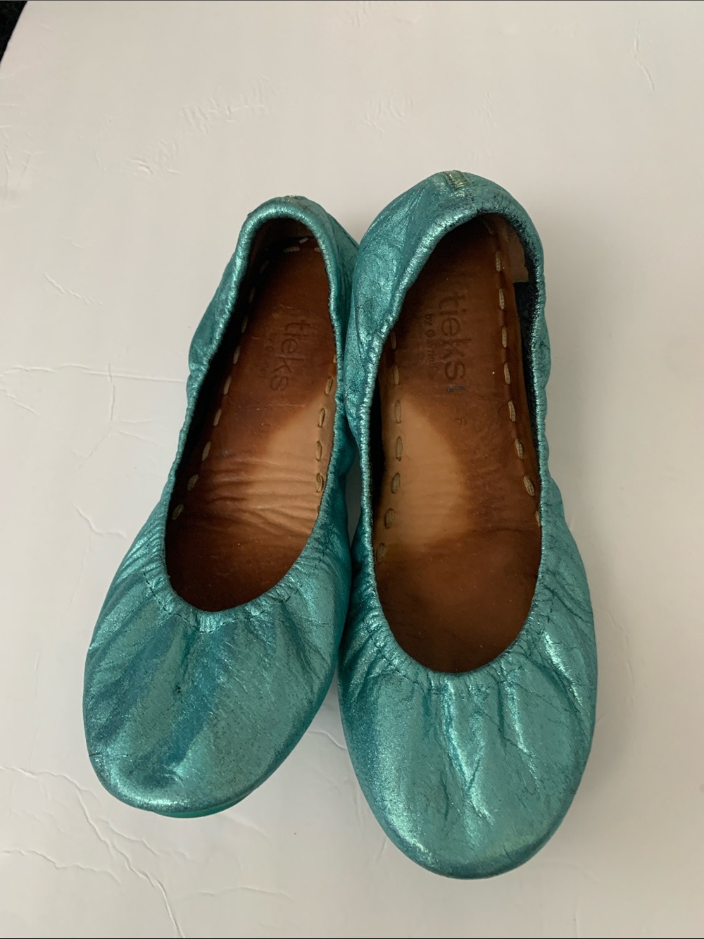 Tieks Metallic Teal Leather Ballet Flats